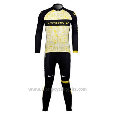 2012 Cycling Jersey Livestrong Yellow Long Sleeve and Bib Tight [BQXE-2105]